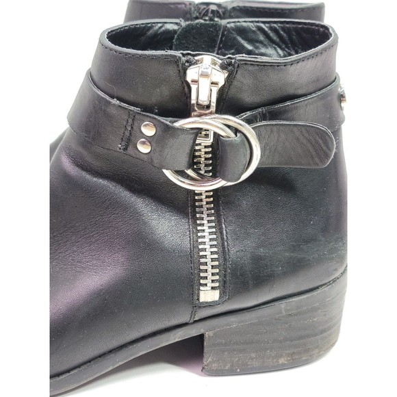 Steve Madden Black Leather Zip Ankle Boots Womens Size 7 Gothic Biker Ladies - Picture 5 of 16